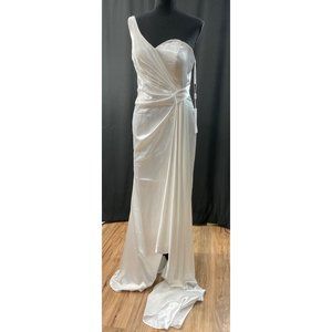 NWT Lavetir White One Shoulder Bridesmaid Wedding Dress Small
